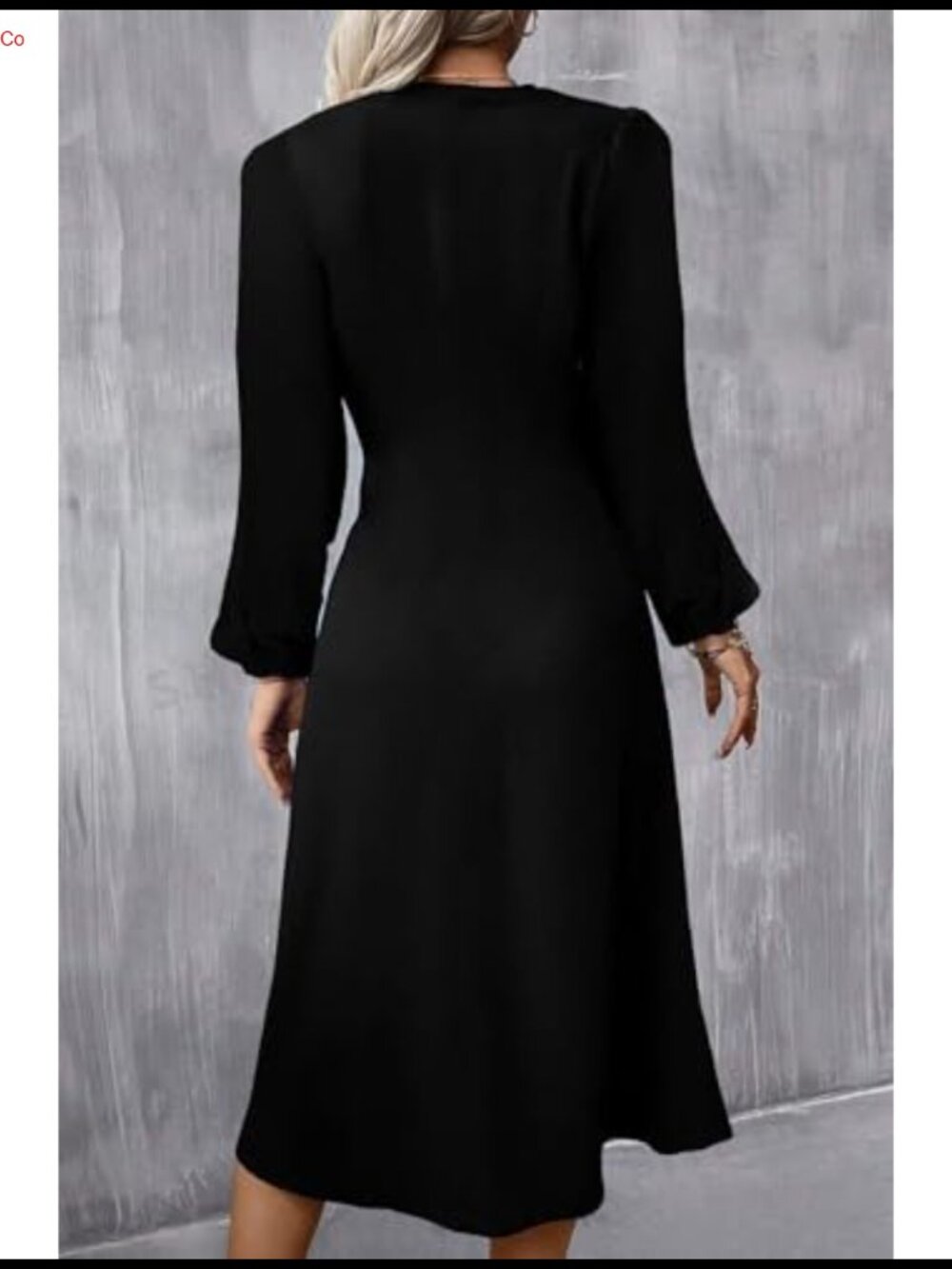 Happy Sailed Long Sleeve Ruched Waist A Line High Low Midi Dress - Picture 2 of 6